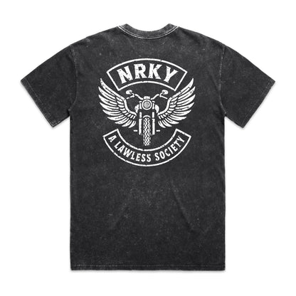 Men’s Disorder Tee - White On Black Stonewash