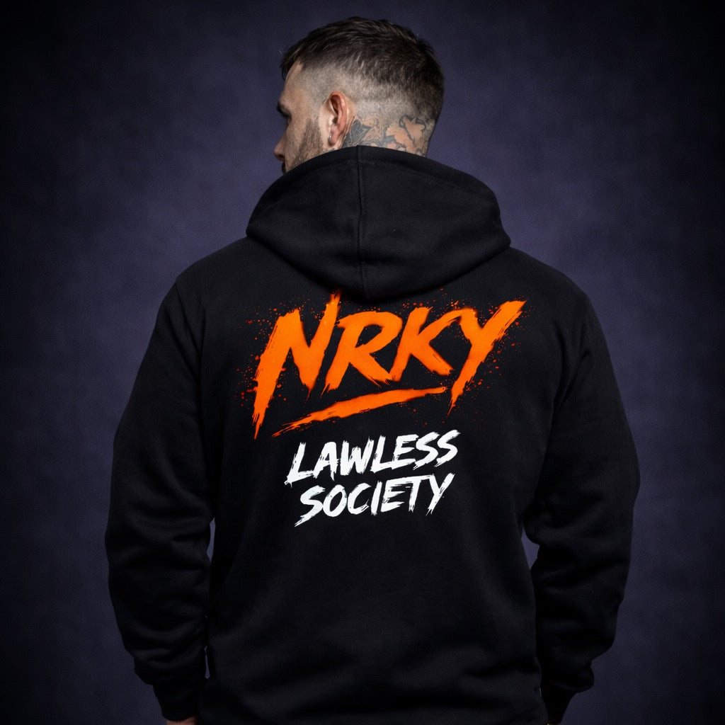 Men’s Disruption Hoodie - Orange on Black