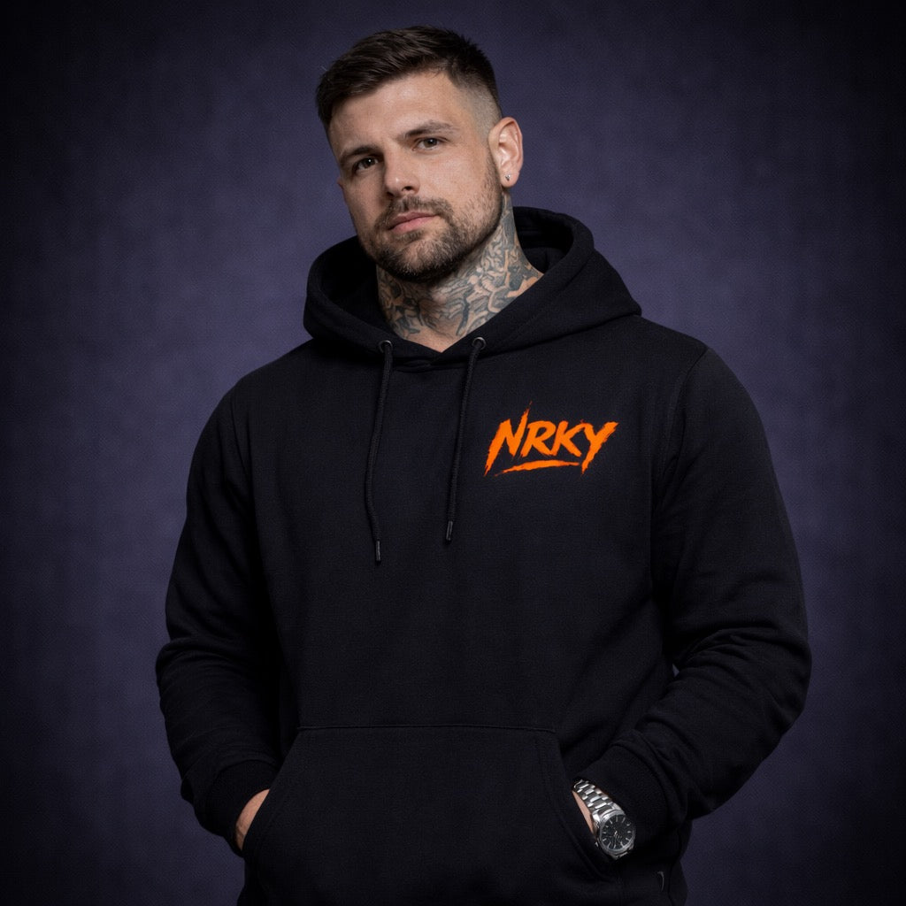 Men’s Disruption Hoodie - Orange on Black