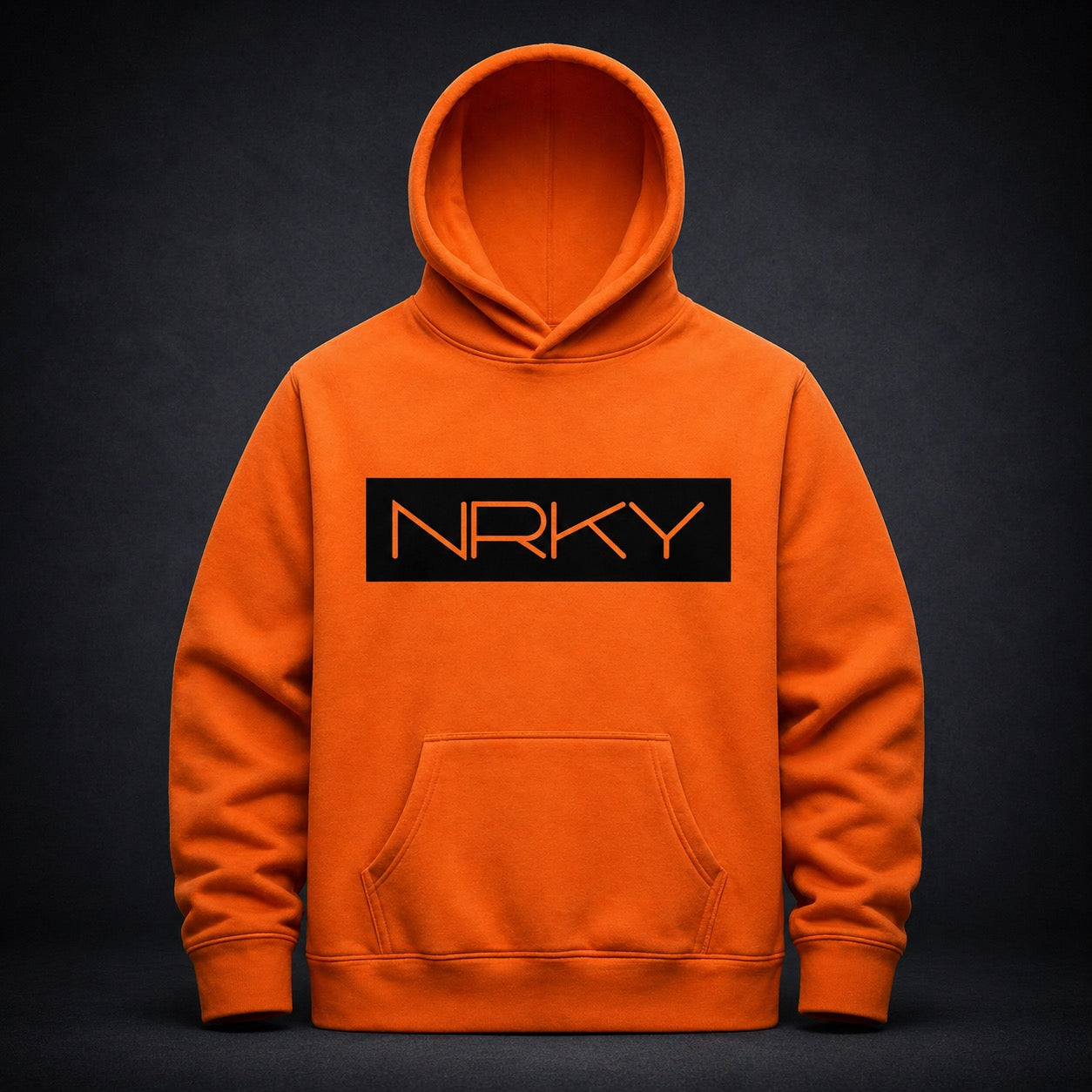 Men's Hustle Hoodie - Black on Fluoro Orange