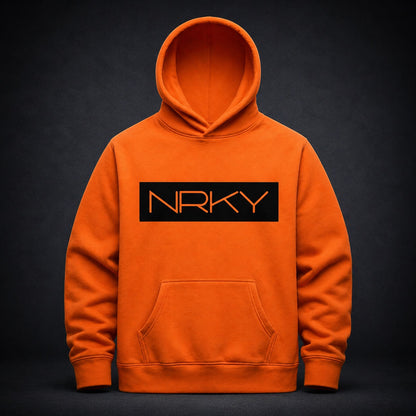 Men's Hustle Hoodie - Black on Fluoro Orange