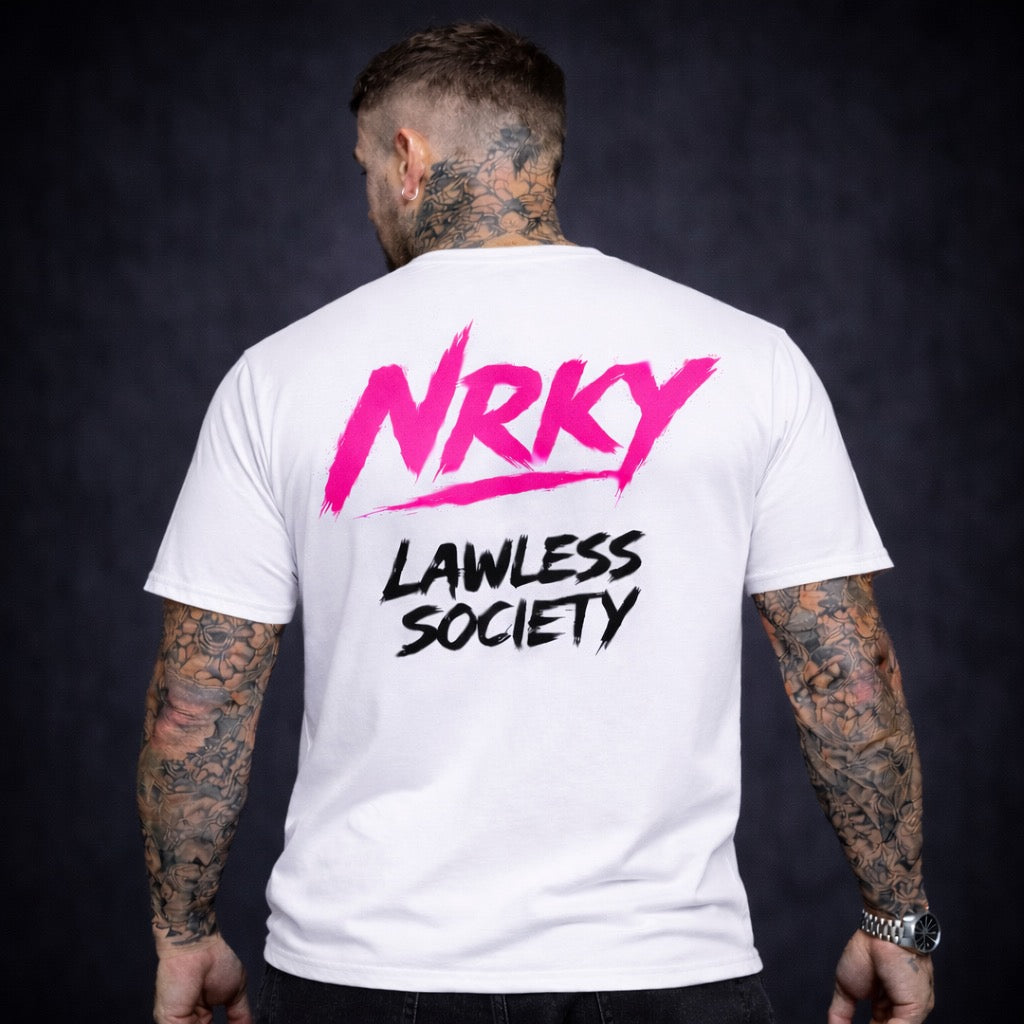 Men’s Disruption Tee - Pink on White