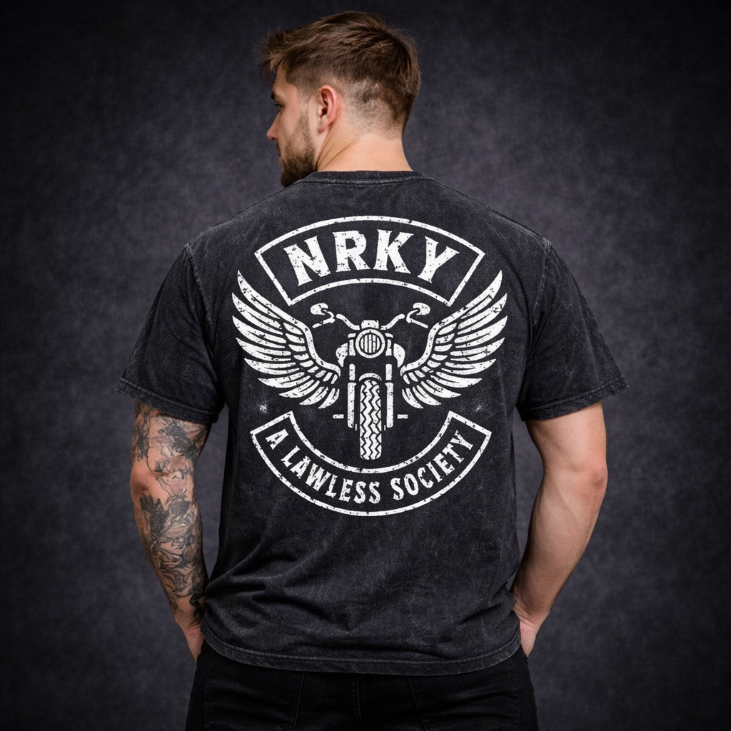 Men’s Disorder Tee - White On Black Stonewash