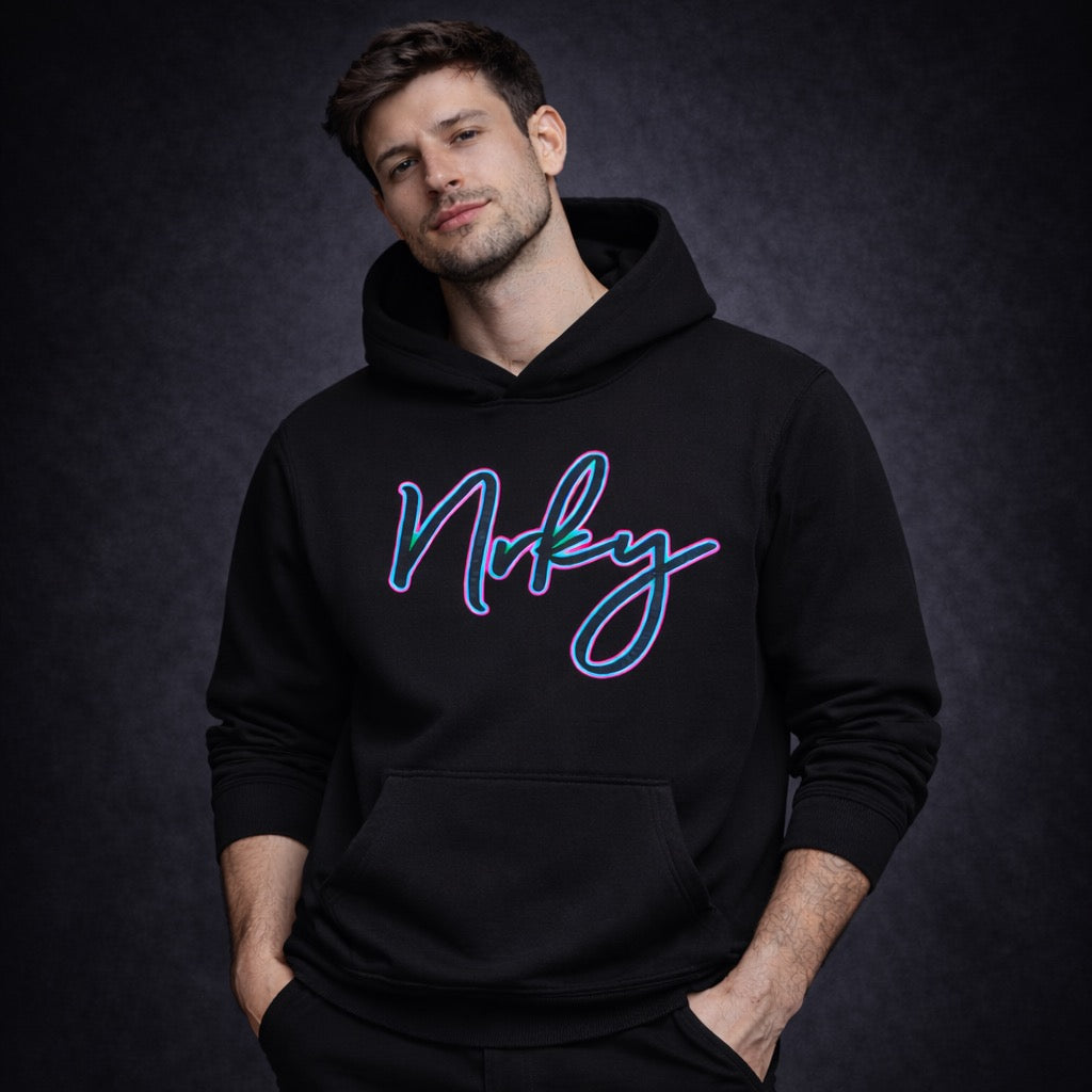 Men's Disobey Hoodie - Blue/pink on Black