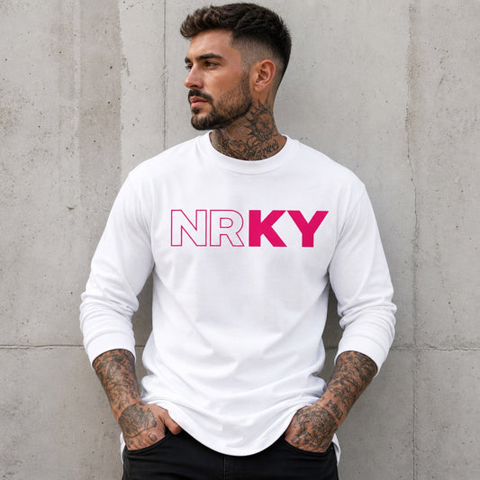 Men’s Revolution Long Sleeve - Pink on White