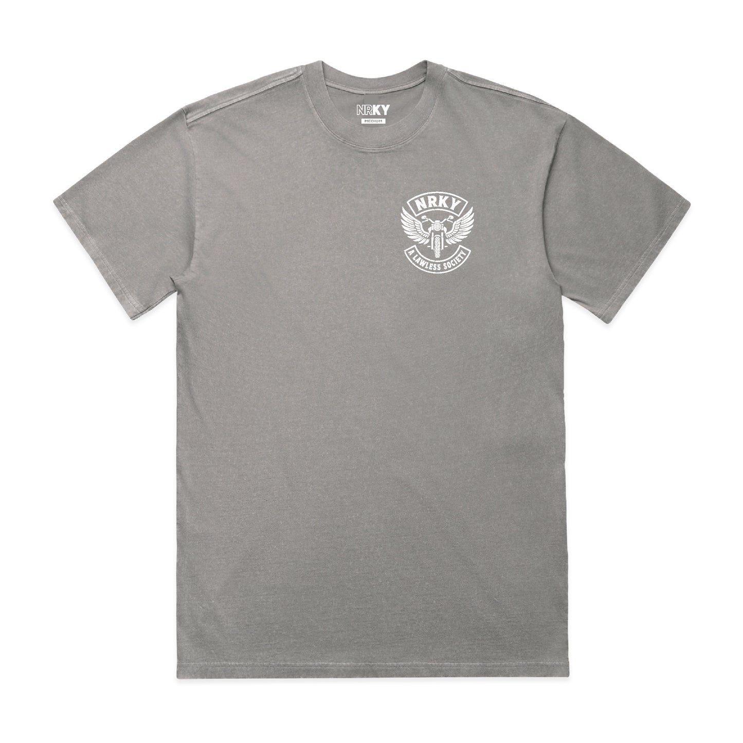Men’s Disorder Tee - White On Grey Stonewash