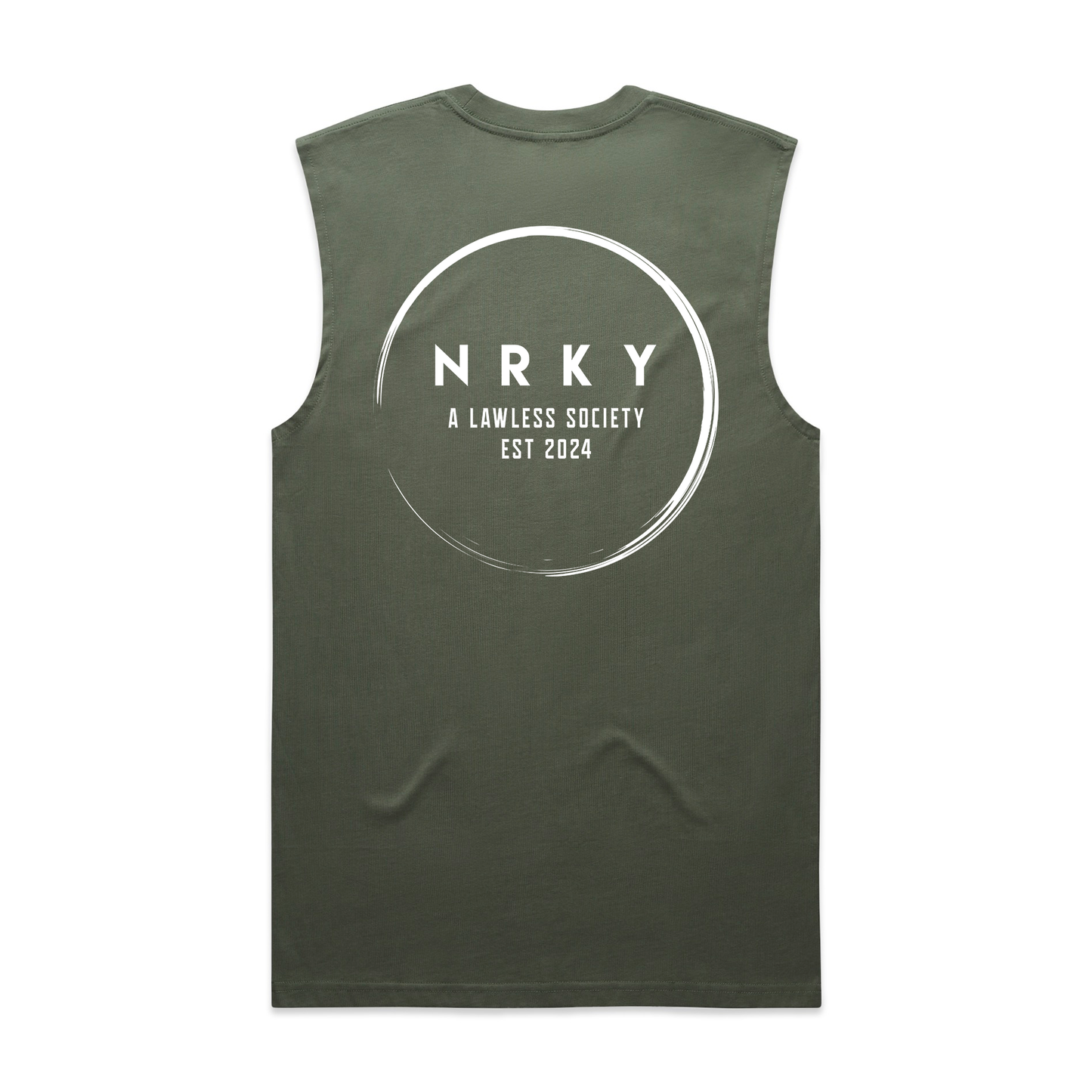 Men's Mayhem Tank - White on Army Green
