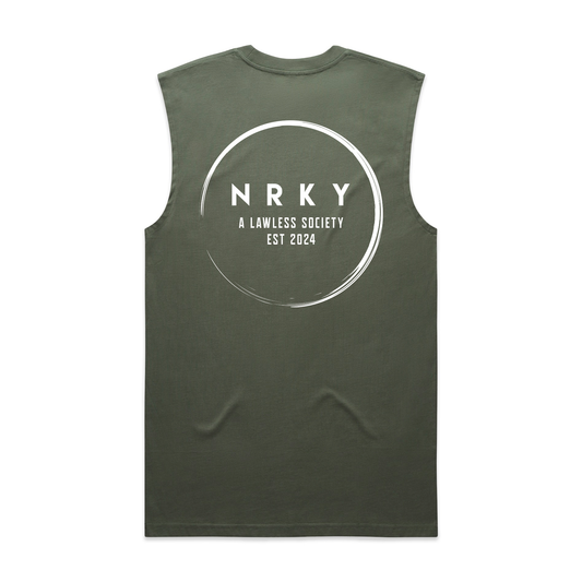 Men's Mayhem Tank - White on Army Green