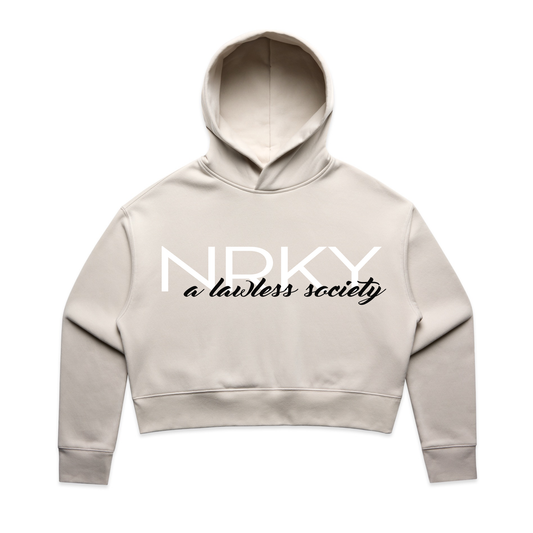 Women's Lawless Cropped Hoodie - White on Bone