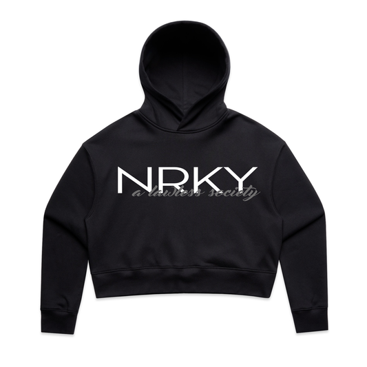 Women's Lawless Cropped Hoodie - White on Black