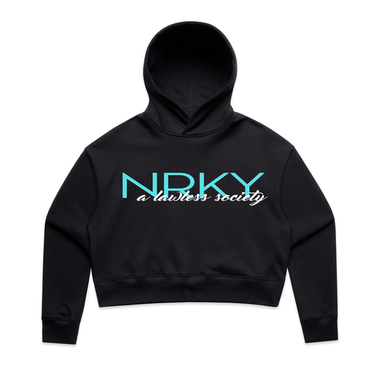 Women's Lawless Cropped Hoodie - Blue on Black