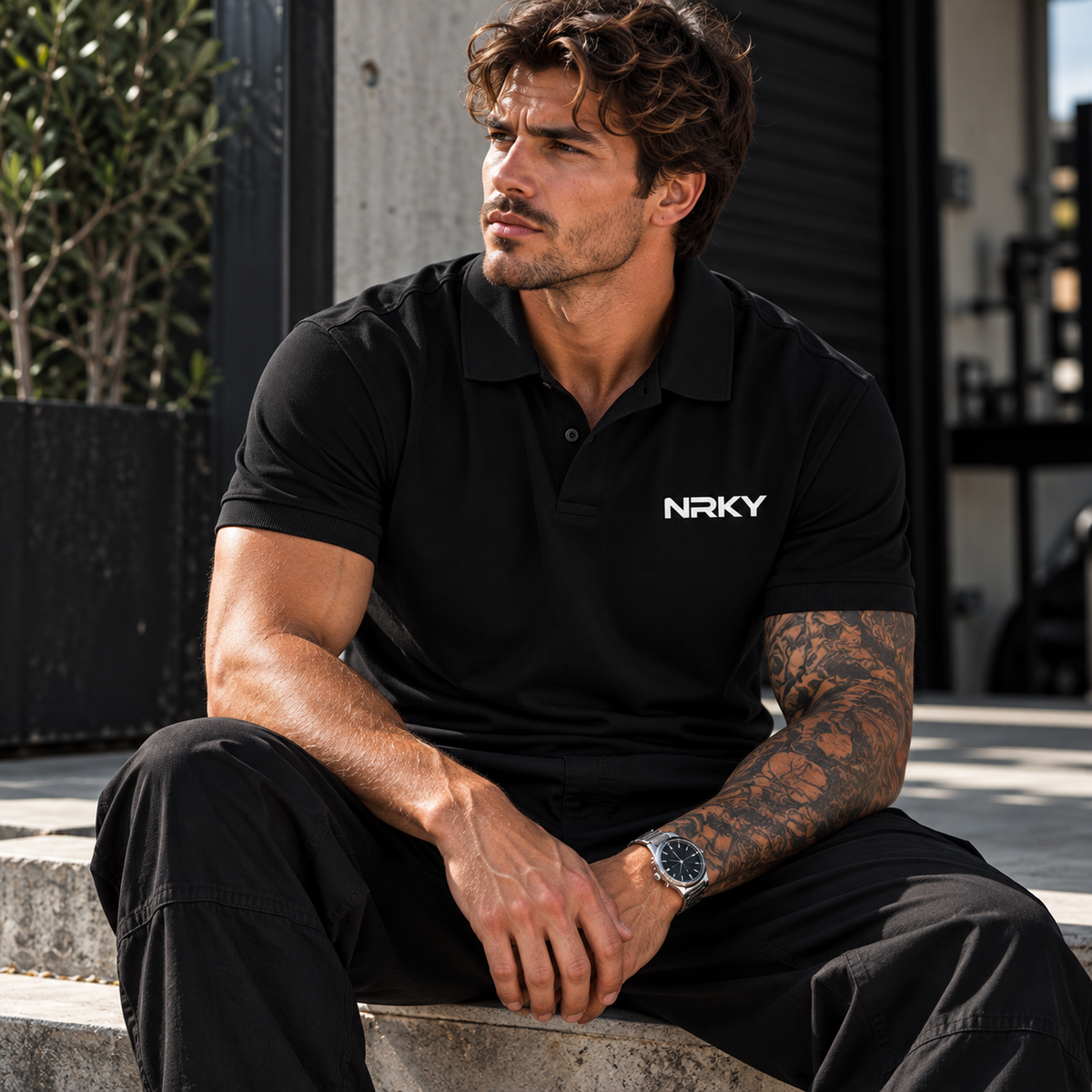 Anarchy Black Polo on male model