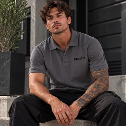 NRKY Anarchy Charcoal Polo on male model