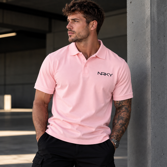 Anarchy Pink Polo on male model
