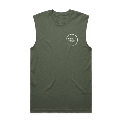 Men's Mayhem Tank - White on Army Green