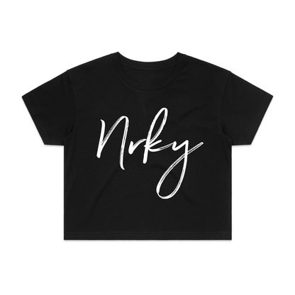 Women's Disobey Cropped Tee - White on Black