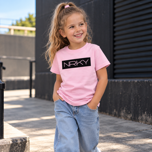 Kid's Hustle Tee - Pink lifestyle