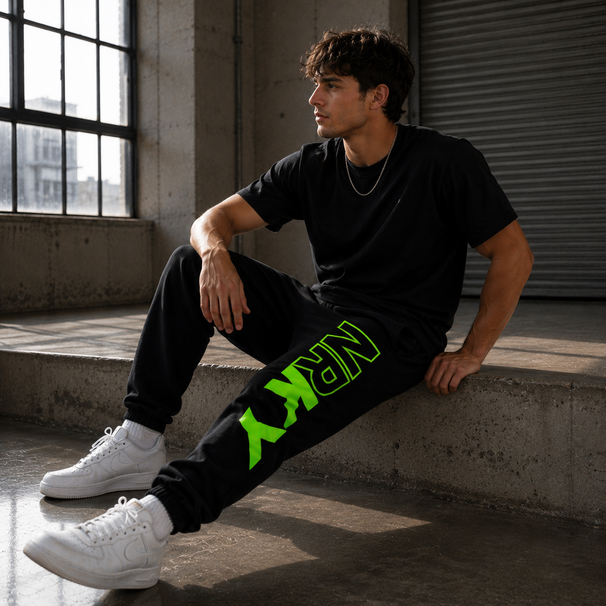 NRKY Men's Revolution Tracksuit Pants green on black alternate view 1