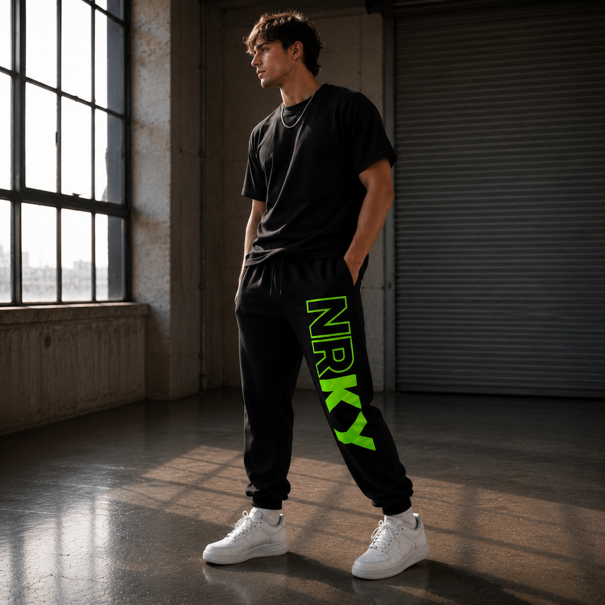 NRKY Men's Revolution Tracksuit Pants green on black back
