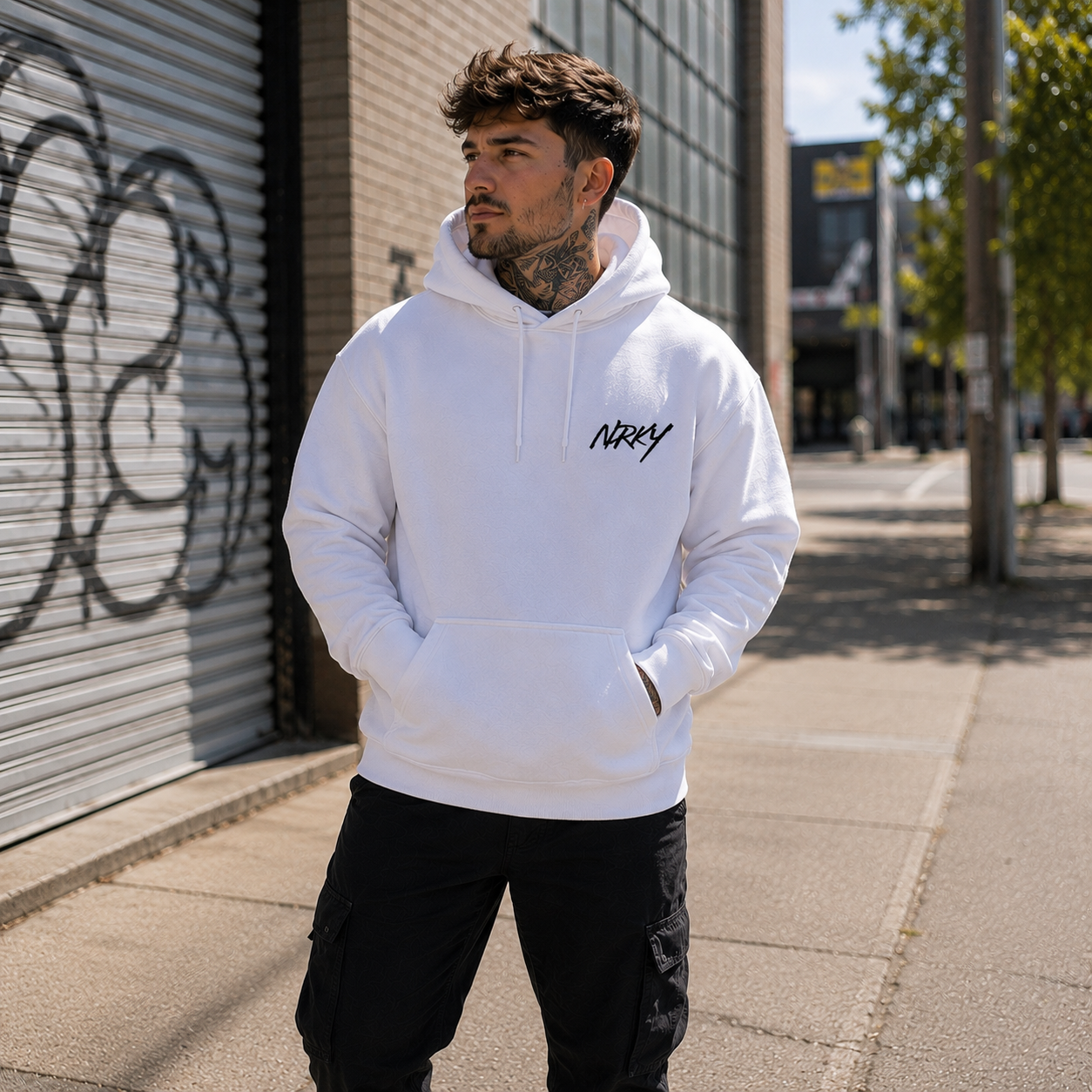 NRKY Men's Riot Hoodie black on white alternate view