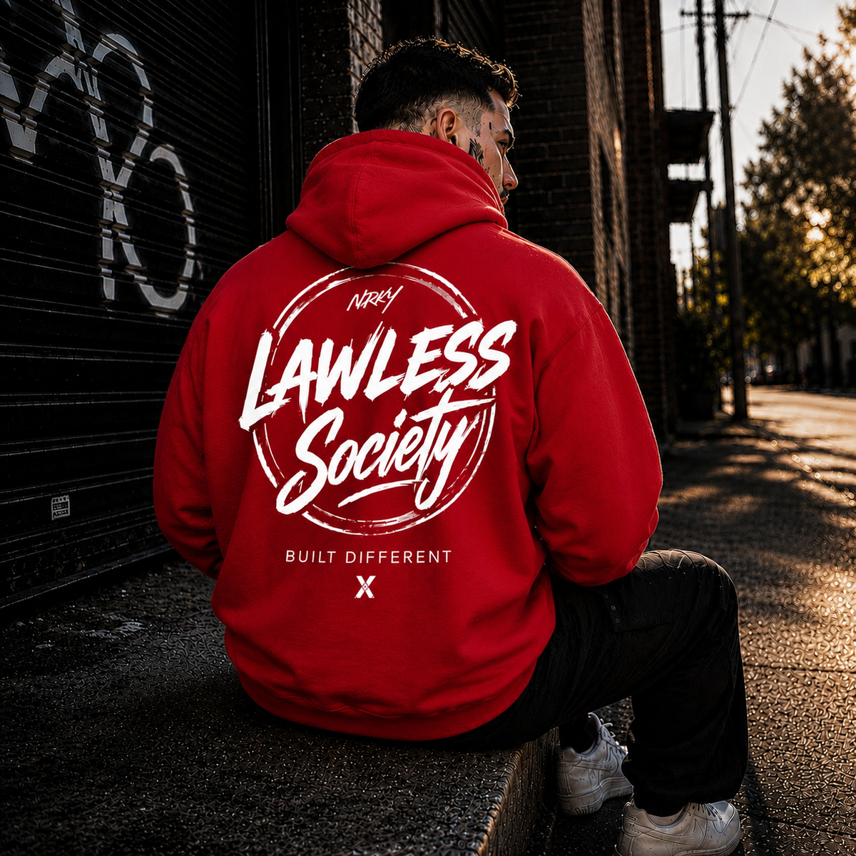 NRKY Men's Riot Hoodie white on red back