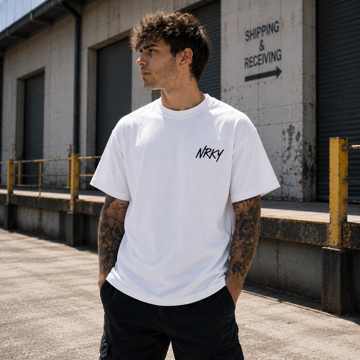 NRKY Men's Riot Tee black on white back
