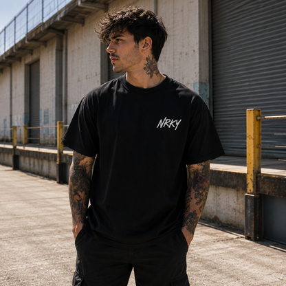 NRKY Men's Riot Tee white on black back