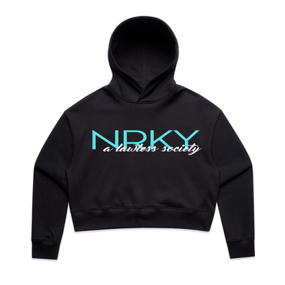 NRKY Women's Lawless Cropped Hoodie blue on black alternate view