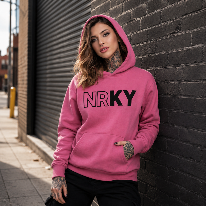 NRKY Women's Revolution Hoodie black on pink front