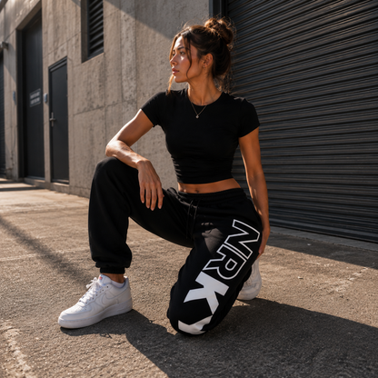 NRKY Women's Revolution Tracksuit Pants white on black alternate view 1