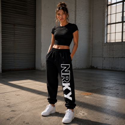 NRKY Women's Revolution Tracksuit Pants white on black alternate view 2