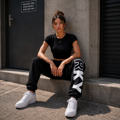 NRKY Women's Revolution Tracksuit Pants white on black back