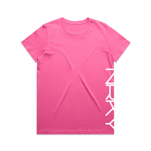 Women's Anarchy Tee - White on Pink